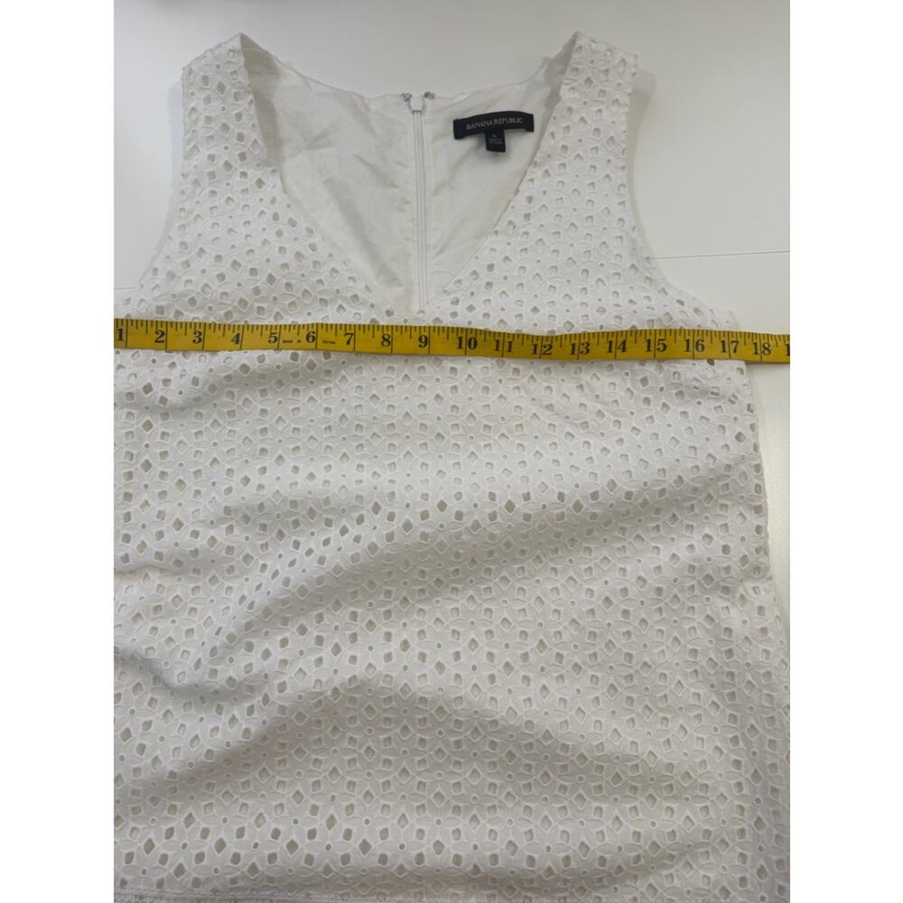 Banana Republic White Cotton Eyelet Drop Waist Dress 6 - Picture 10 of 12